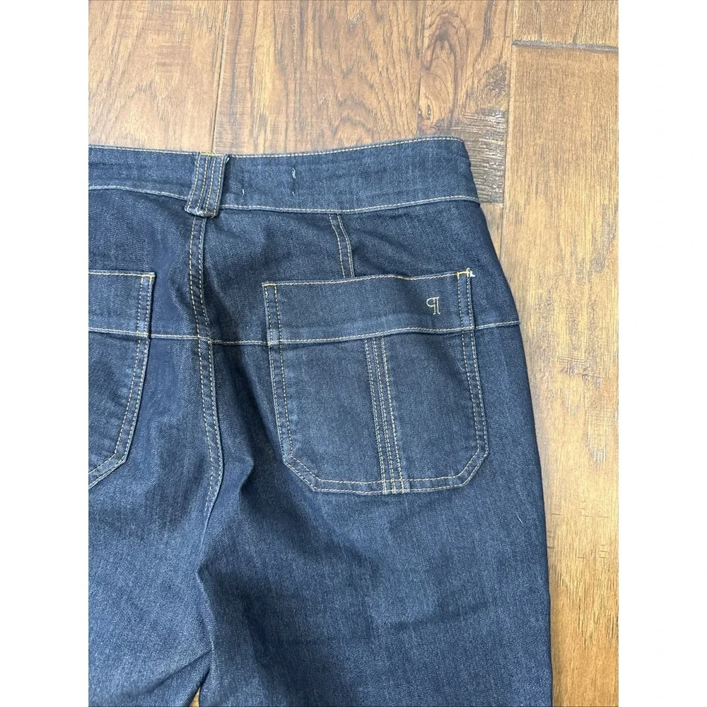 Anthropologie Pilcro Wanderer High Rise Crop Flare Jeans 32 Raw Hem Dark Wash - Picture 4 of 8